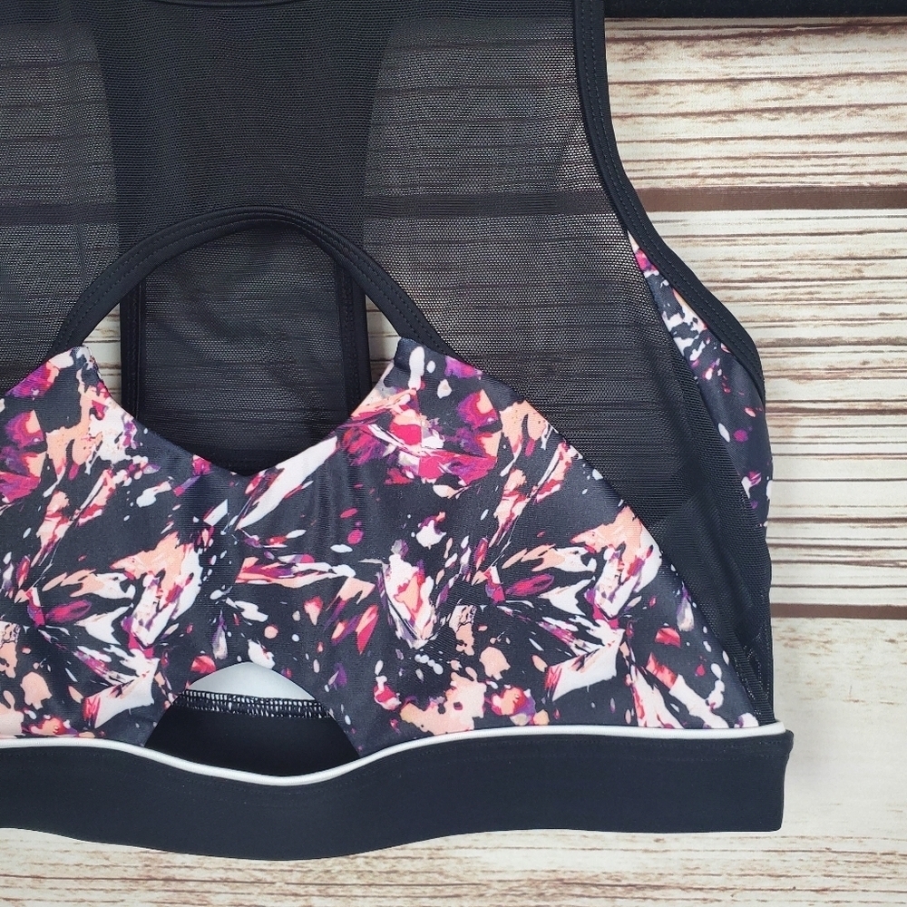 Wicked Weasel Womens Large Sexy 717 Electra Pink Print & Black Sports Bra #77 - Picture 4 of 10